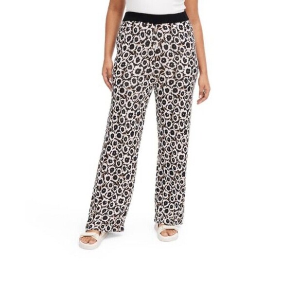 Women's High Waisted Neutral Sweaterknit Poppy Flare Pants - DVF - M - Picture 1 of 10